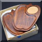 K24. 12 MCM wood apple shaped hors d'oeuvre plates - $28 